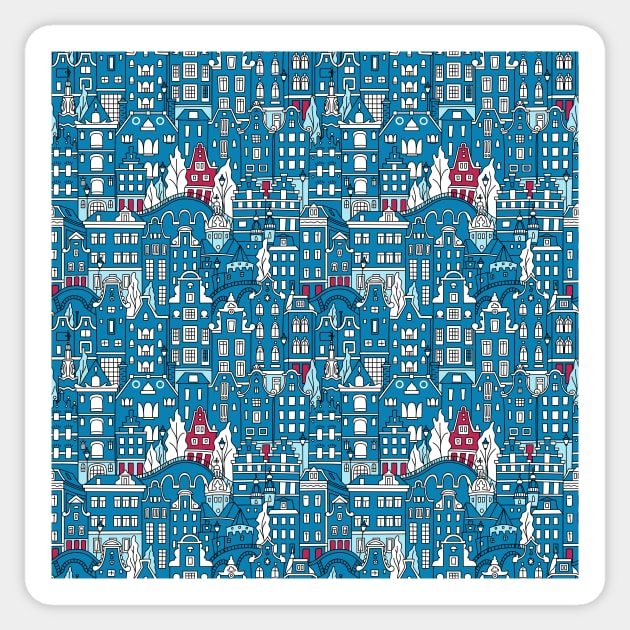 Seamless pattern, Amsterdam typical dutch houses Sticker by kavalenkava